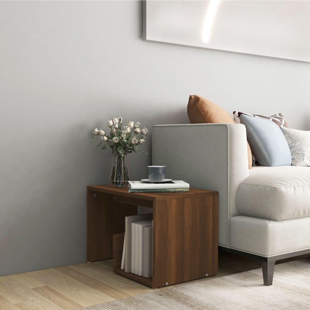 vidaXL barna tölgyszínű szerelt fa kisasztal 59x36x38 cm