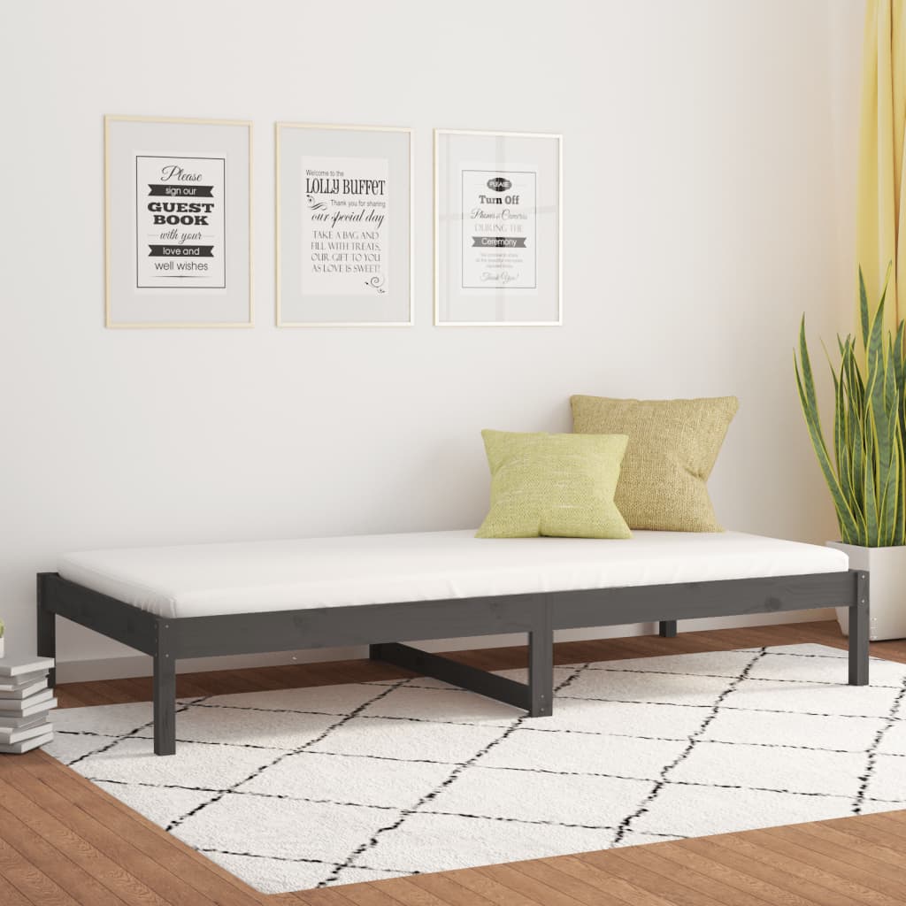 vidaXL szürke tömör fenyőfa kanapéágy 80 x 200 cm