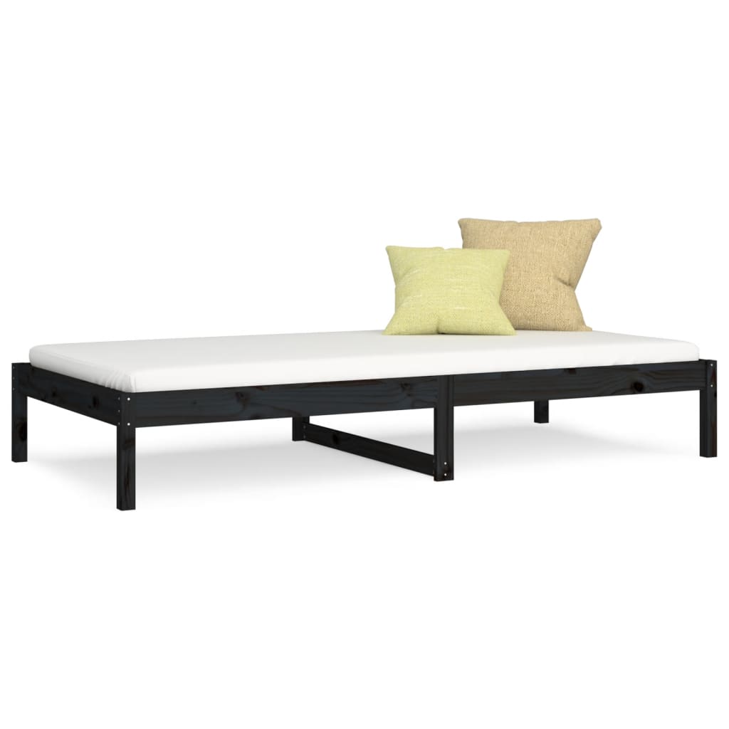 vidaXL fekete tömör fenyőfa kanapéágy 80 x 200 cm