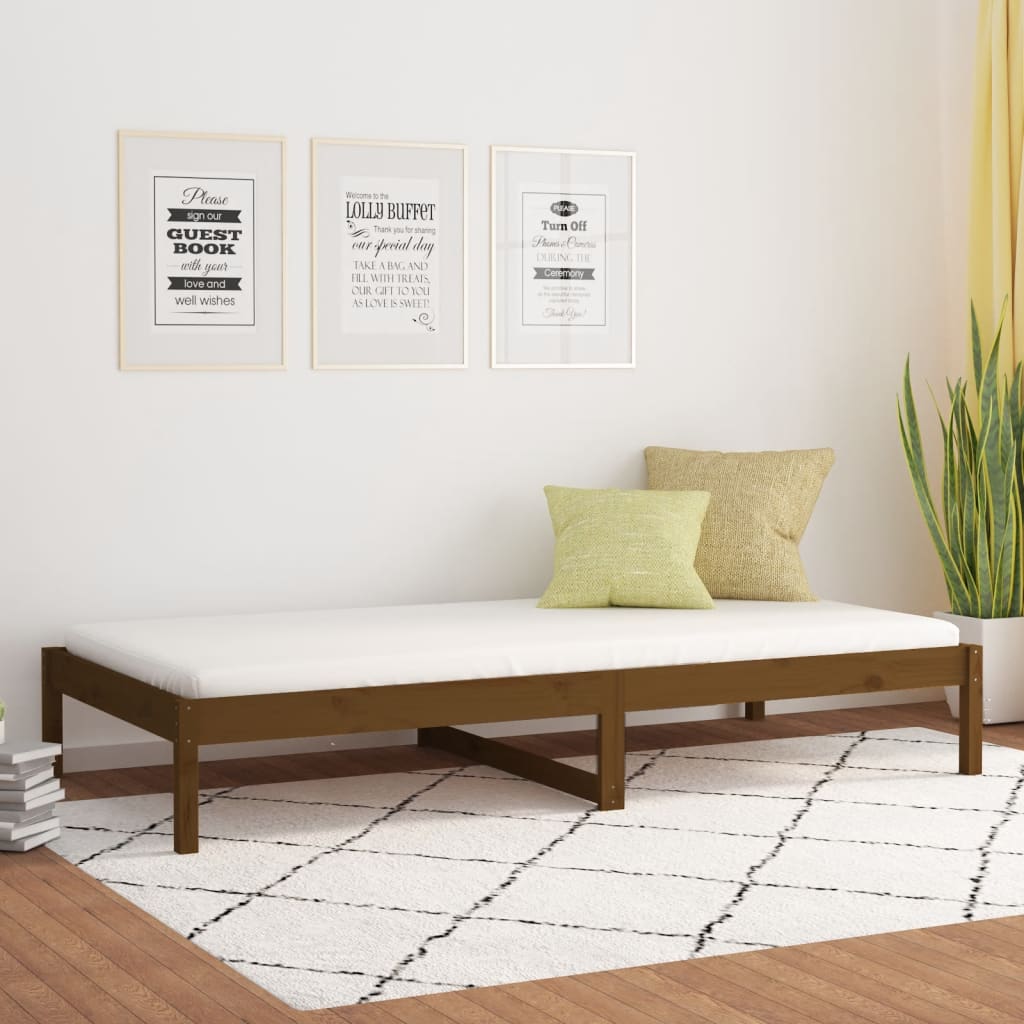 vidaXL mézbarna tömör fenyőfa kanapéágy 90 x 190 cm (3FT Single)