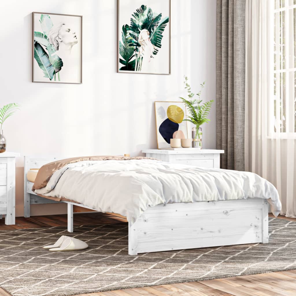 vidaXL fehér tömör fa ágykeret 75 x 190 cm (2FT6 Small Single)