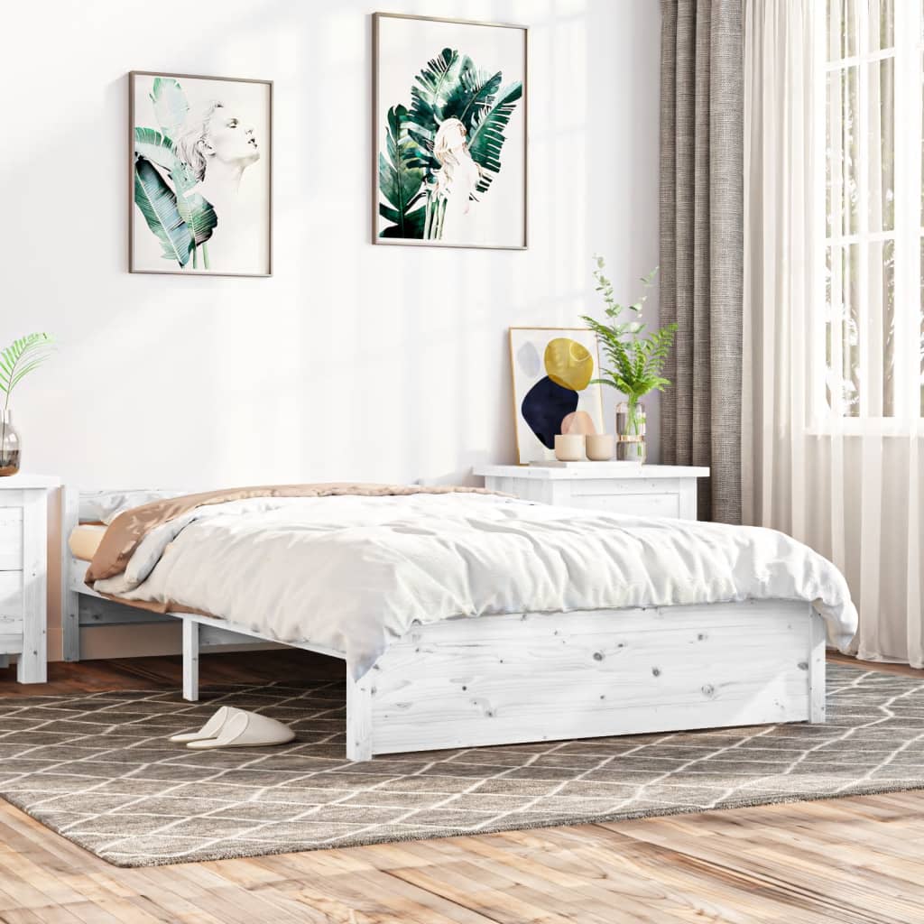 vidaXL fehér tömör fa ágykeret 120 x 200 cm