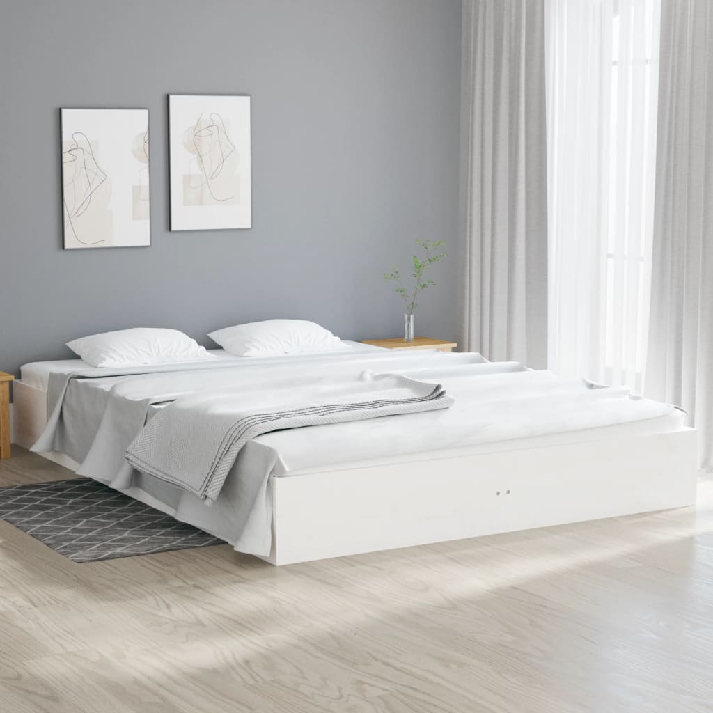 vidaXL fehér tömör fa ágykeret 160 x 200 cm