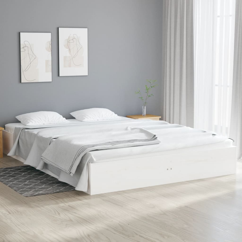vidaXL fehér tömör fa ágykeret 120 x 190 cm (4FT Small Double)