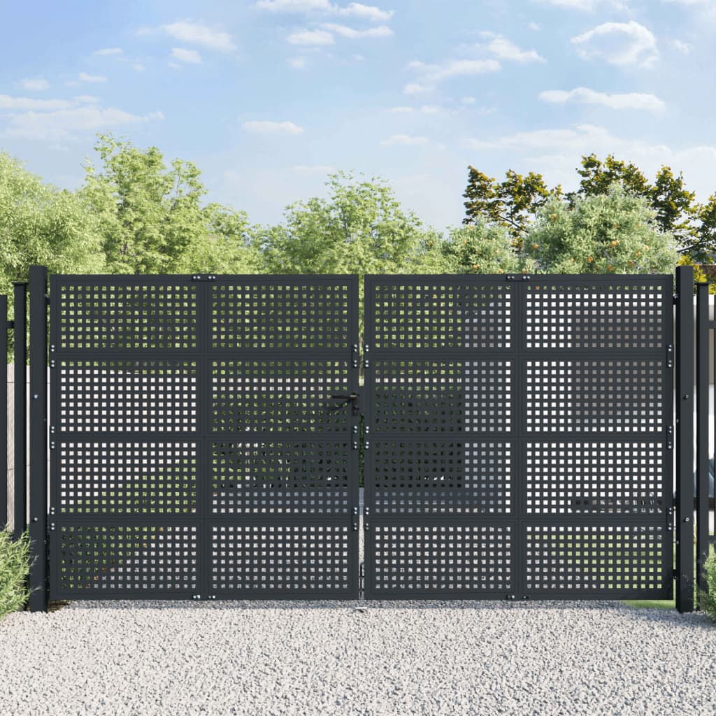 vidaXL antracitszürke acél kertkapu 400 x 225 cm