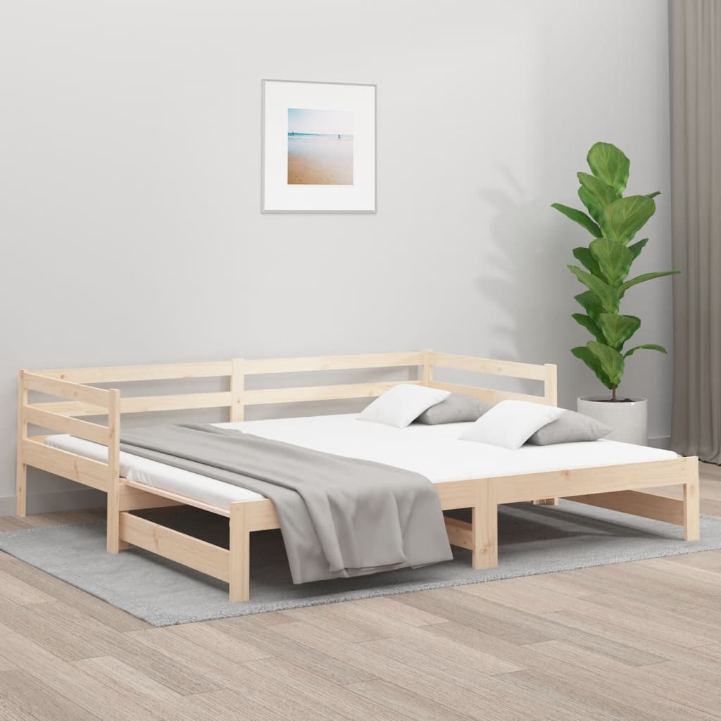 vidaXL tömör fenyőfa kihúzható kanapéágy 2x(90x190) cm
