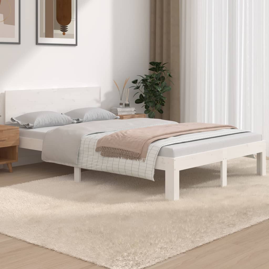 vidaXL fehér tömör fenyőfa ágykeret 120 x 190 cm Small Double