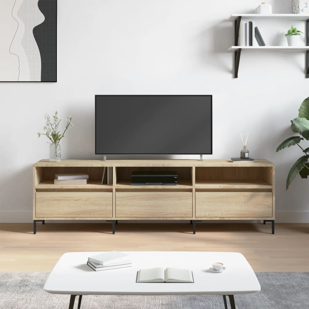 vidaXL sonoma-tölgyszínű szerelt fa fali TV-szekrény 150x30x44,5 cm