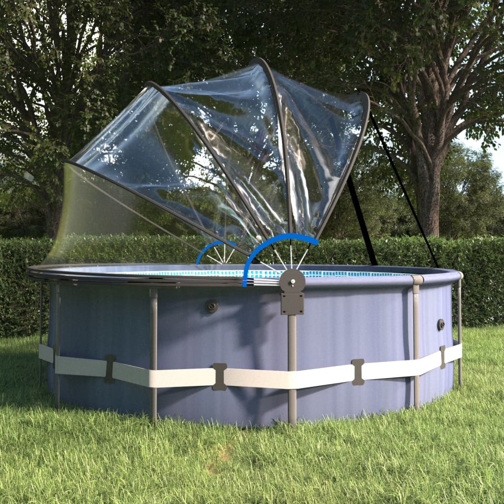 vidaXL kerek PVC medencekupola konzollal 376 x 188 cm