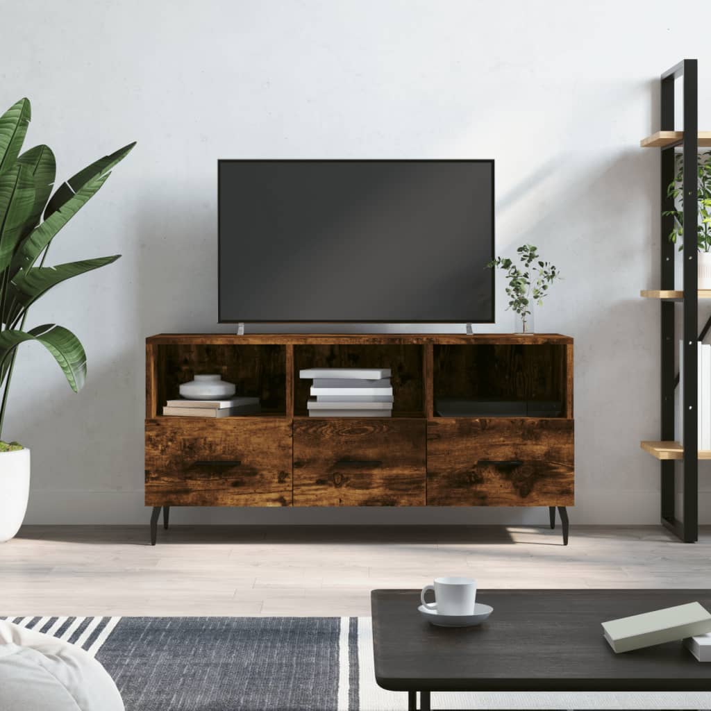 vidaXL füstös tölgyszínű műfa TV-szekrény 102 x 36 x 50 cm