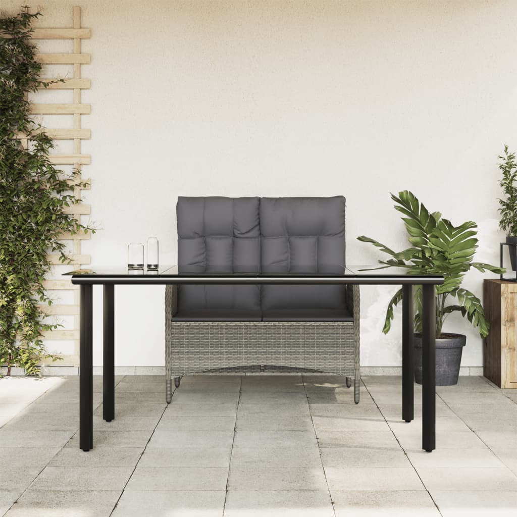 vidaXL 2 részes szürke polyrattan kerti étkezőgarnitúra párnákkal