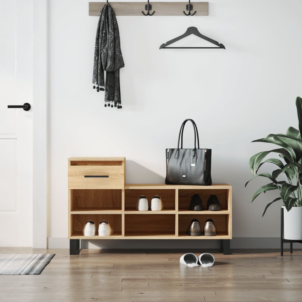 vidaXL sonoma-tölgyszínű szerelt fa cipőszekrény 102x36x60 cm